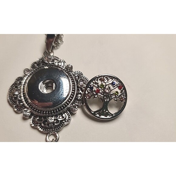 NWOT Silvertone Tassel Interchangeable Snap Tree Of Life 22" Necklace - Picture 4 of 7